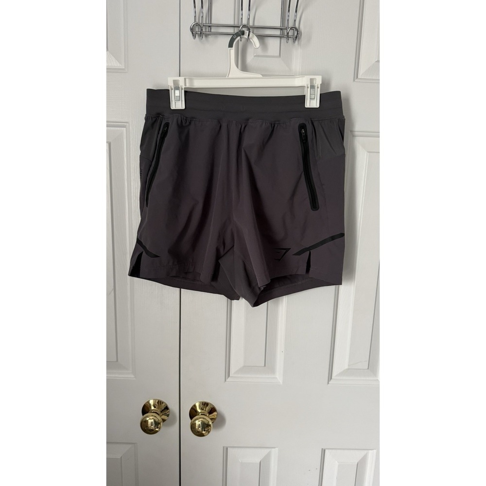 Men's Gym Shark Shorts Size Lg Gray 5 Inseam Drawstring Waist 16 Flat Pockets